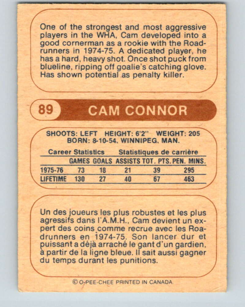 1976-77 WHA O-Pee-Chee #89 Cam Connor Houston Aeros V7738