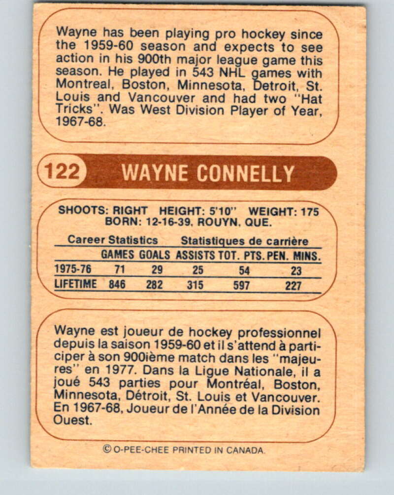 1976-77 WHA O-Pee-Chee #122 Wayne Connelly Calgary Cowboys V7783