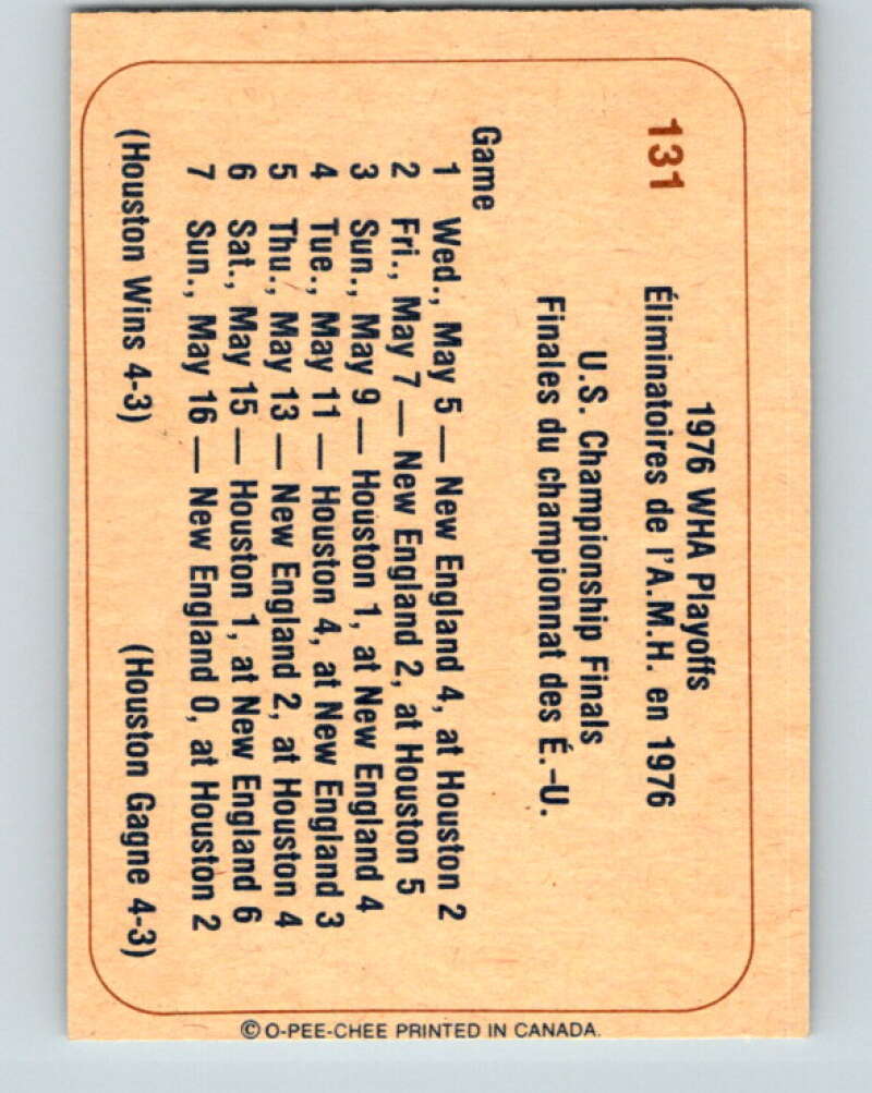 1976-77 WHA O-Pee-Chee #131 U.S. Finals   V7799