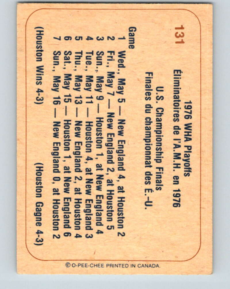 1976-77 WHA O-Pee-Chee #131 U.S. Finals V7800