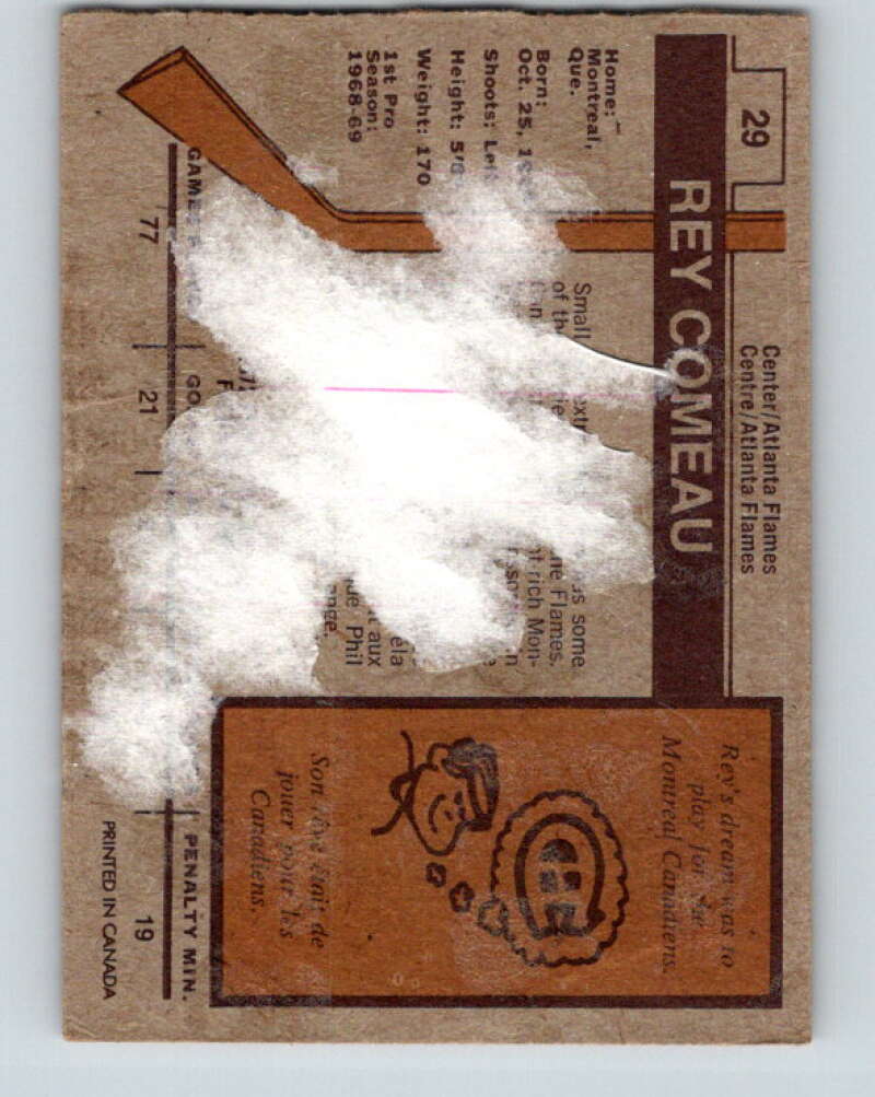 1973-74 O-Pee-Chee #29 Rey Comeau Atlanta Flames V8038