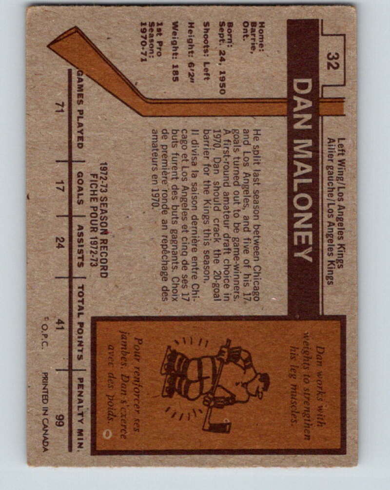 1973-74 O-Pee-Chee #32 Dan Maloney Los Angeles Kings V8051