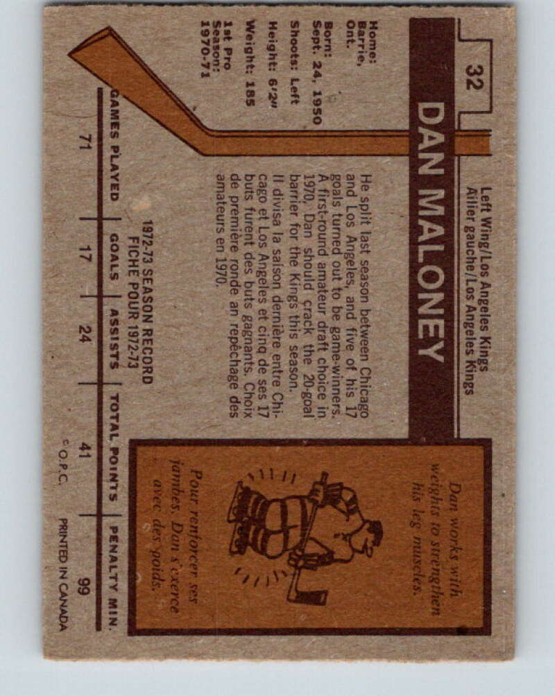 1973-74 O-Pee-Chee #32 Dan Maloney Los Angeles Kings V8052