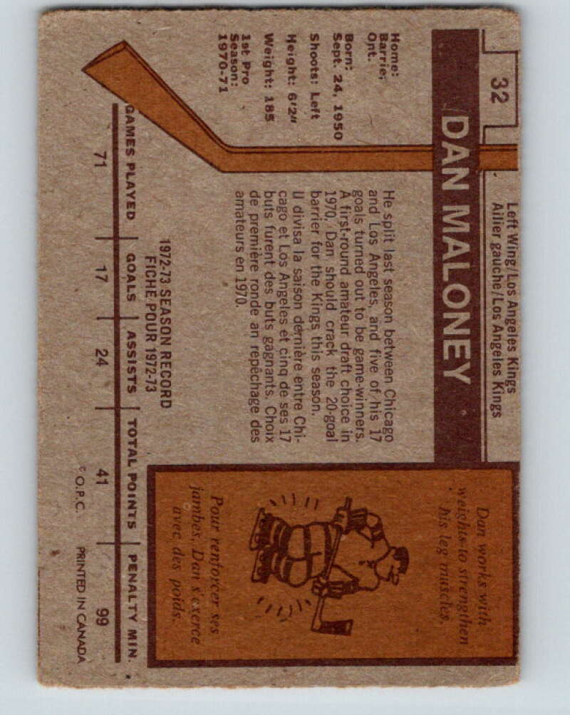 1973-74 O-Pee-Chee #32 Dan Maloney Los Angeles Kings V8054