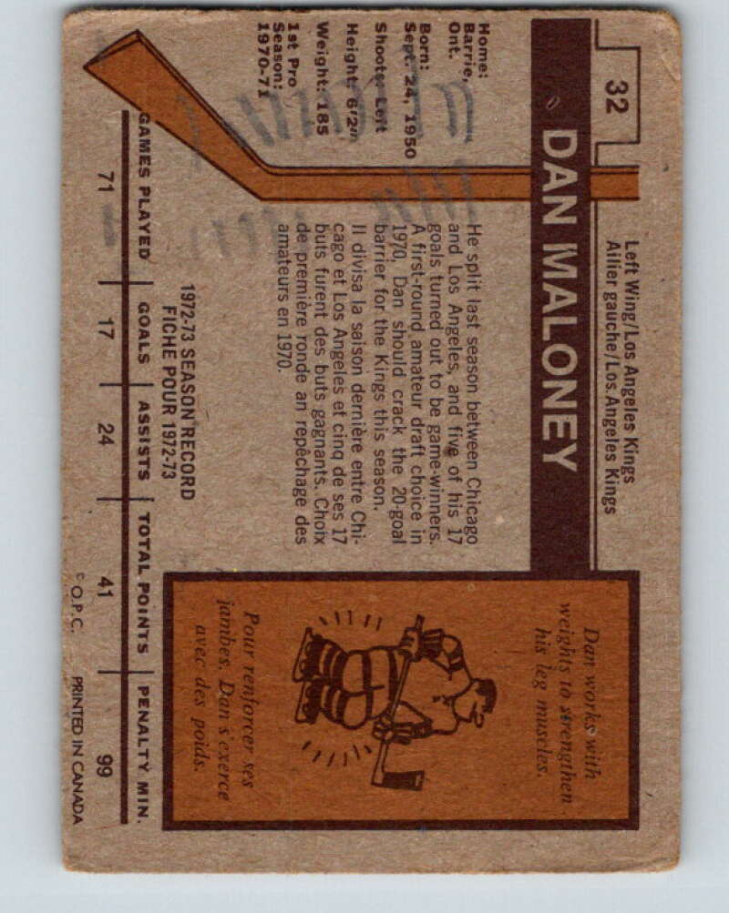 1973-74 O-Pee-Chee #32 Dan Maloney Los Angeles Kings V8055