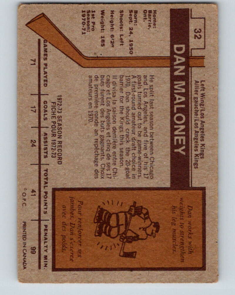 1973-74 O-Pee-Chee #32 Dan Maloney Los Angeles Kings V8056