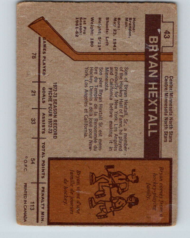 1973-74 O-Pee-Chee #43 Bryan Hextall Pittsburgh Penguins V8096