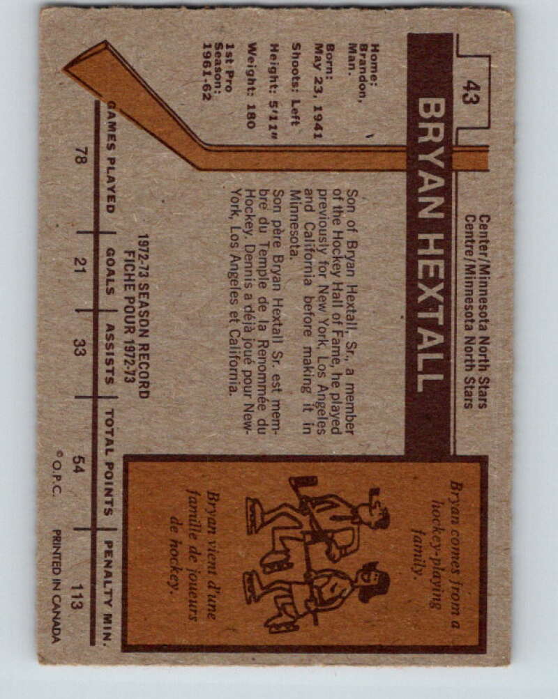 1973-74 O-Pee-Chee #43 Bryan Hextall Pittsburgh Penguins V8097