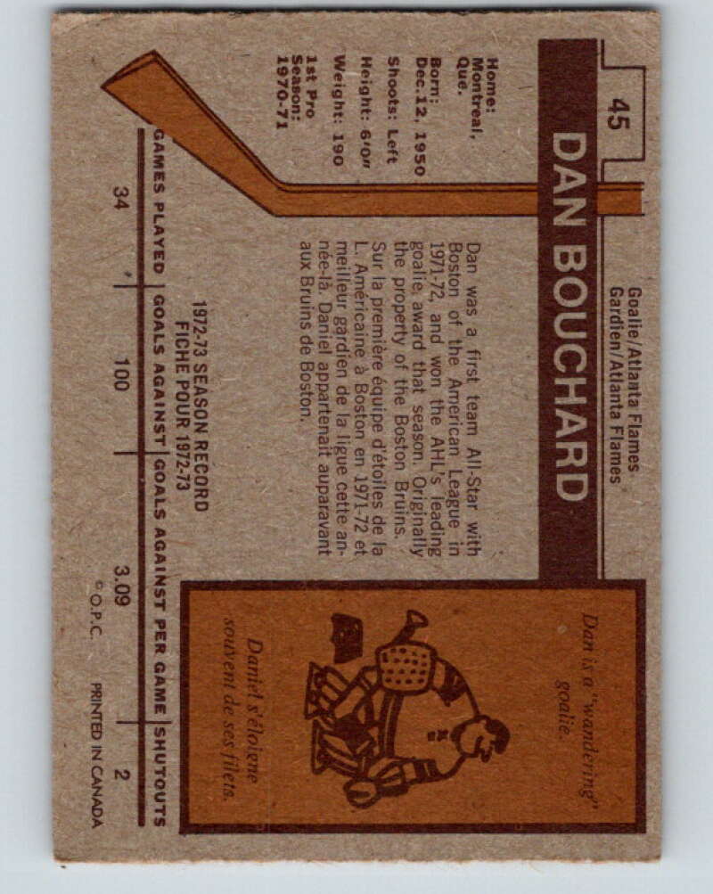 1973-74 O-Pee-Chee #45 Dan Bouchard Atlanta Flames V8104