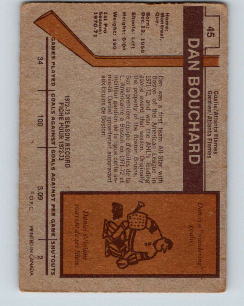 1973-74 O-Pee-Chee #45 Dan Bouchard Atlanta Flames V8105