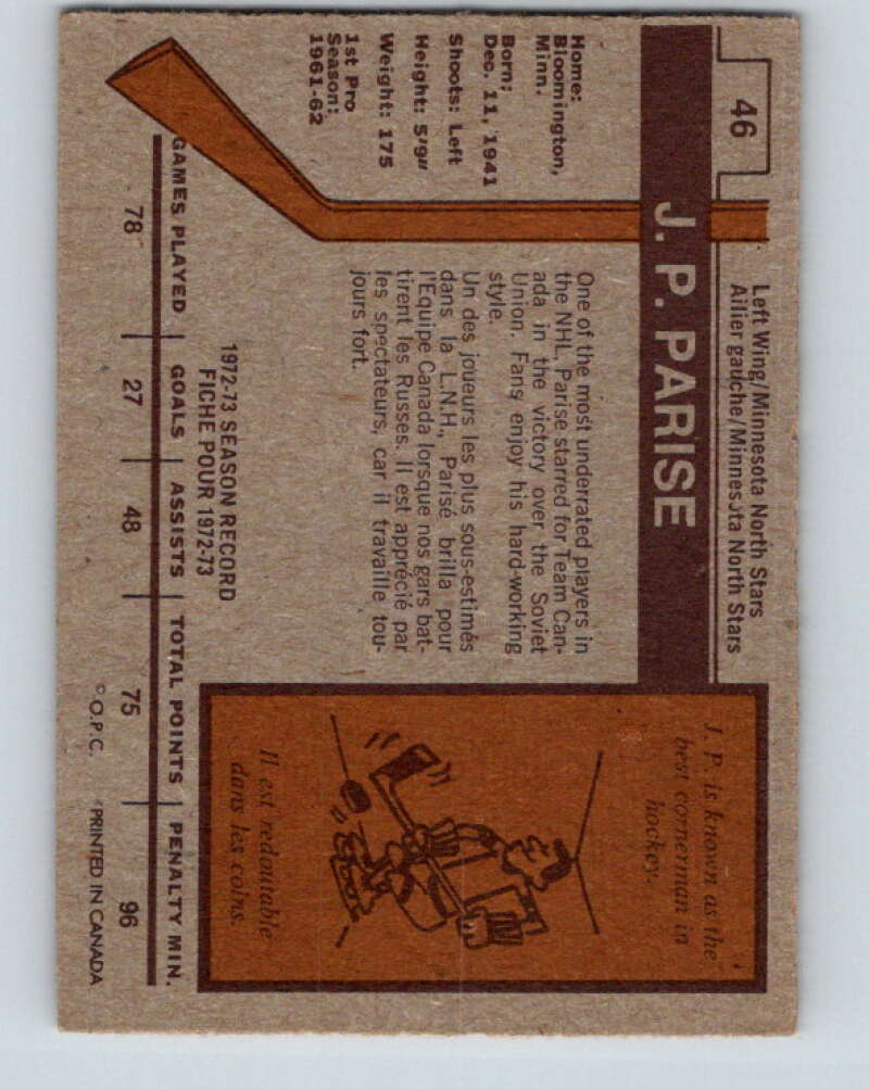 1973-74 O-Pee-Chee #46 J.P. Parise Minnesota North Stars V8107