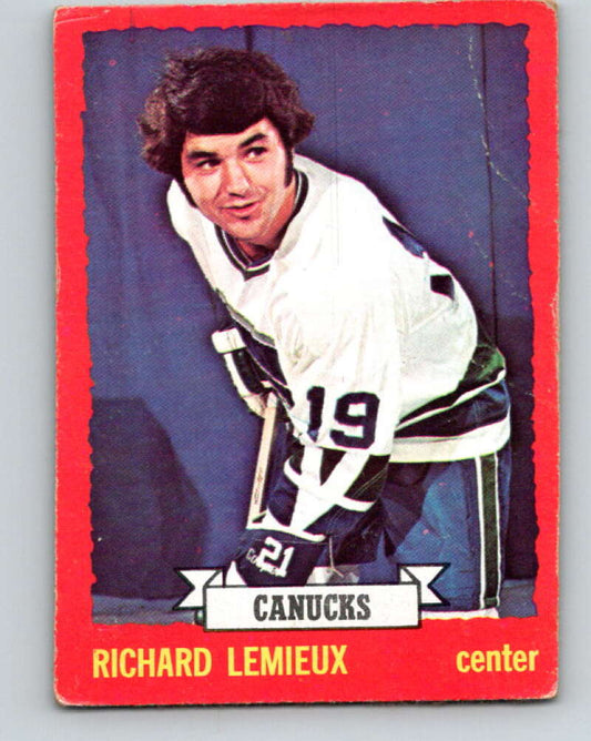 1973-74 O-Pee-Chee #53 Richard Lemieux  Vancouver Canucks  V8138