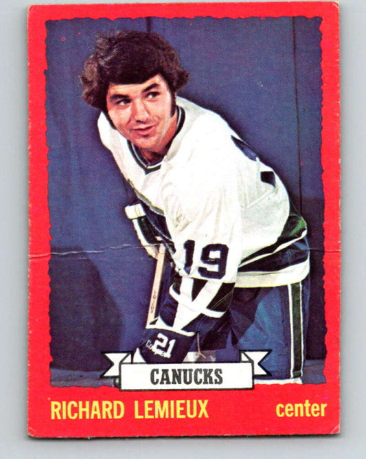 1973-74 O-Pee-Chee #53 Richard Lemieux  Vancouver Canucks  V8139