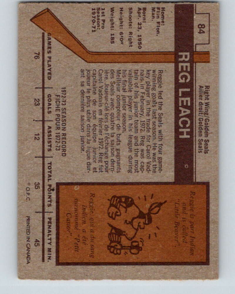1973-74 O-Pee-Chee #84 Reggie Leach California Golden Seals V8272