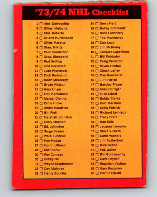 1973-74 O-Pee-Chee #116 Checklist   V8372