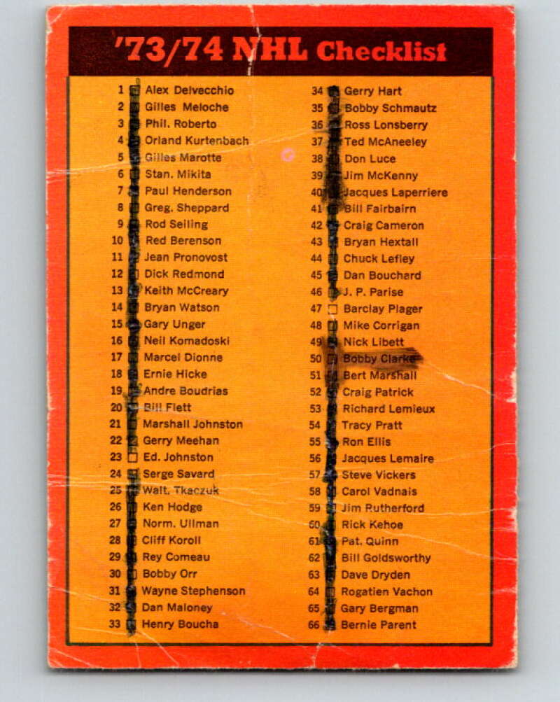 1973-74 O-Pee-Chee #116 Checklist V8378