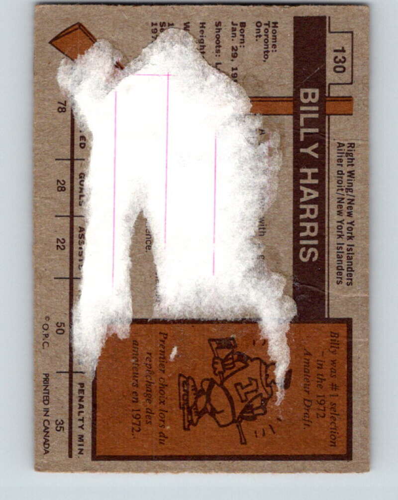 1973-74 O-Pee-Chee #130 Billy Harris RC Rookie New York Islanders V8415