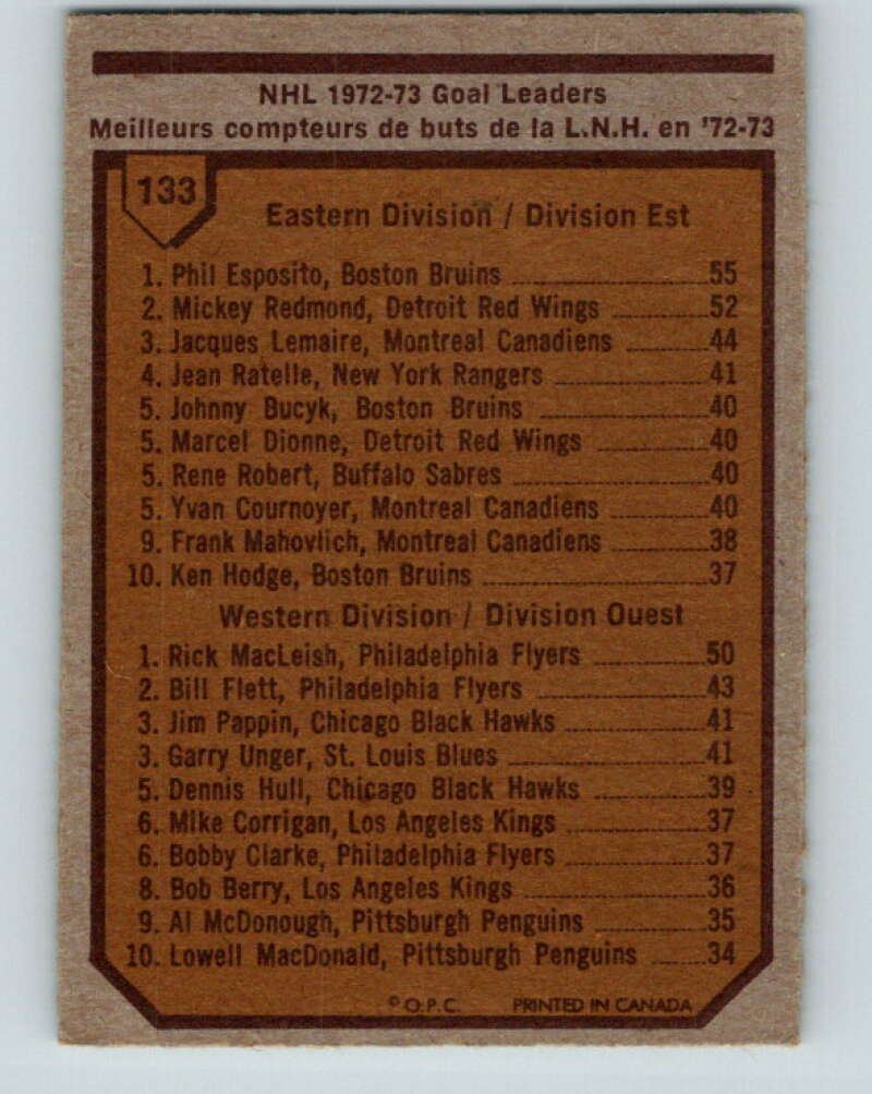 1973-74 O-Pee-Chee #133 Phil Esposito/Rick MacLeish LL V8426