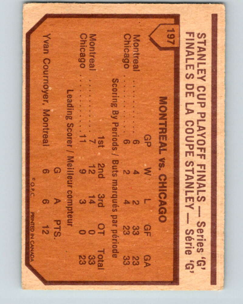 1973-74 O-Pee-Chee #197 Series G Canadiens/Blackhawks V8537