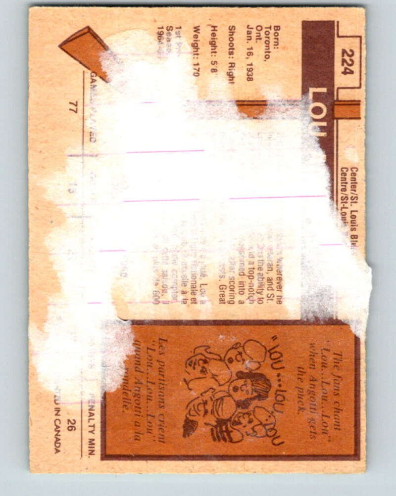 1973-74 O-Pee-Chee #224 Lou Angotti St. Louis Blues V8581