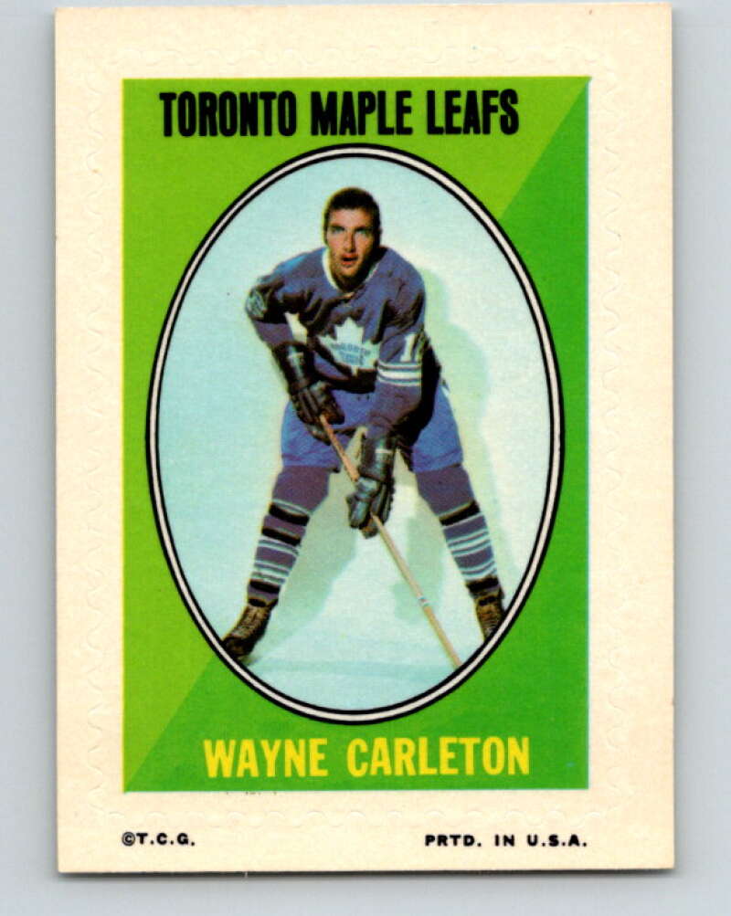 1970-71 Topps Sticker Stamps #3 Wayne Carleton Toronto Maple Leafs V8650