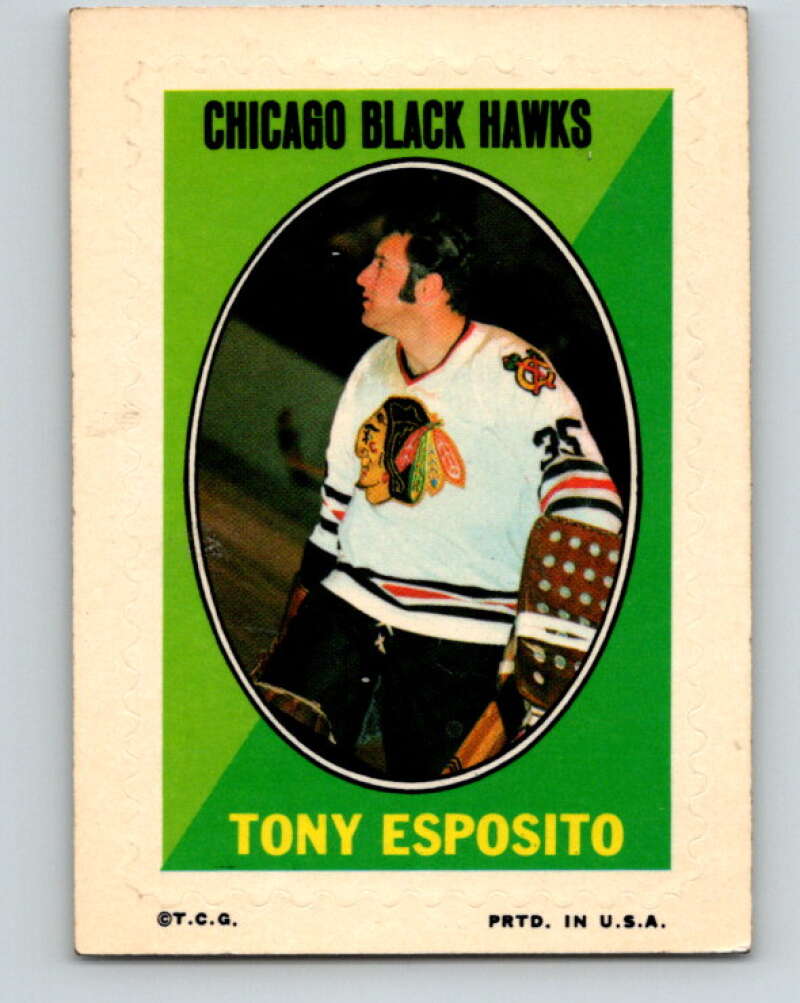 1970-71 Topps Sticker Stamps #7 Tony Esposito Chicago Blackhawks V8657