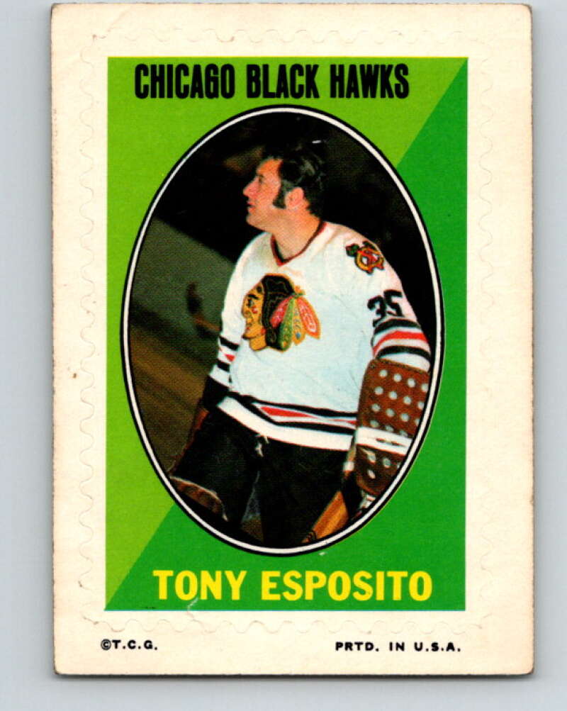 1970-71 Topps Sticker Stamps #7 Tony Esposito Chicago Blackhawks V8658