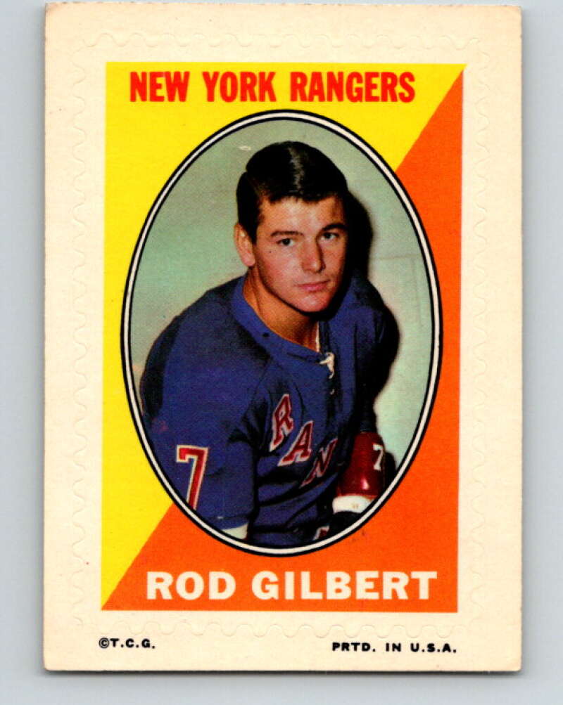 1970-71 Topps Sticker Stamps #10 Rod Gilbert New York Rangers V8665