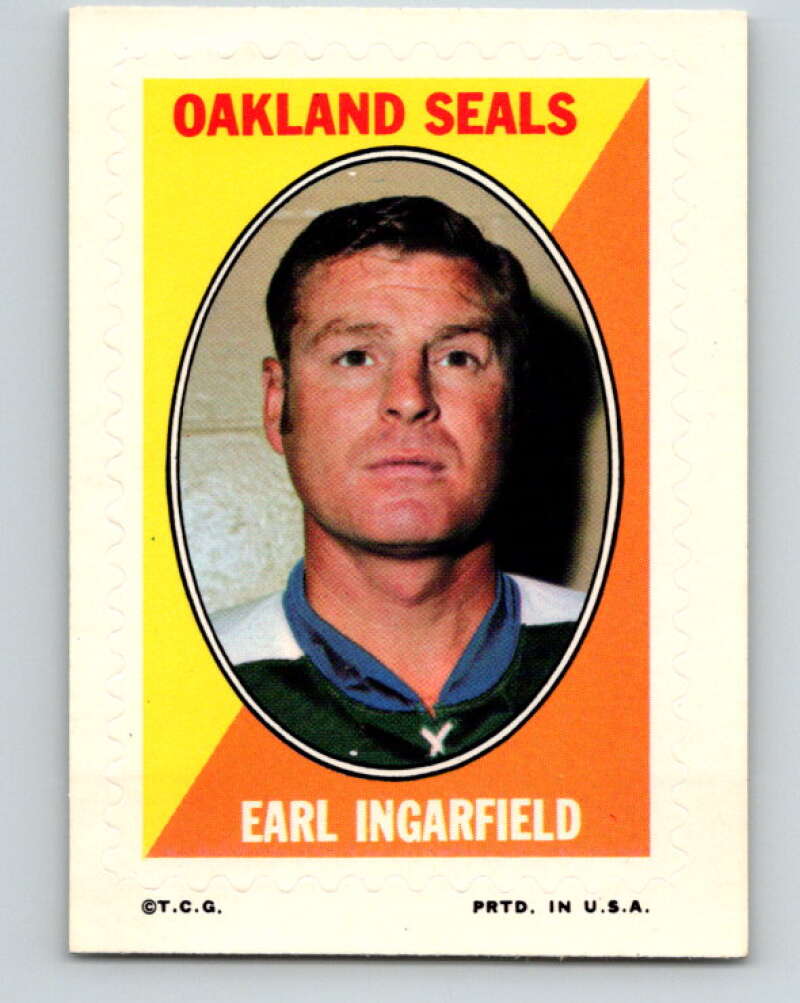 1970-71 Topps Sticker Stamps #15 Earl Ingarfield Oakland Seals V8670