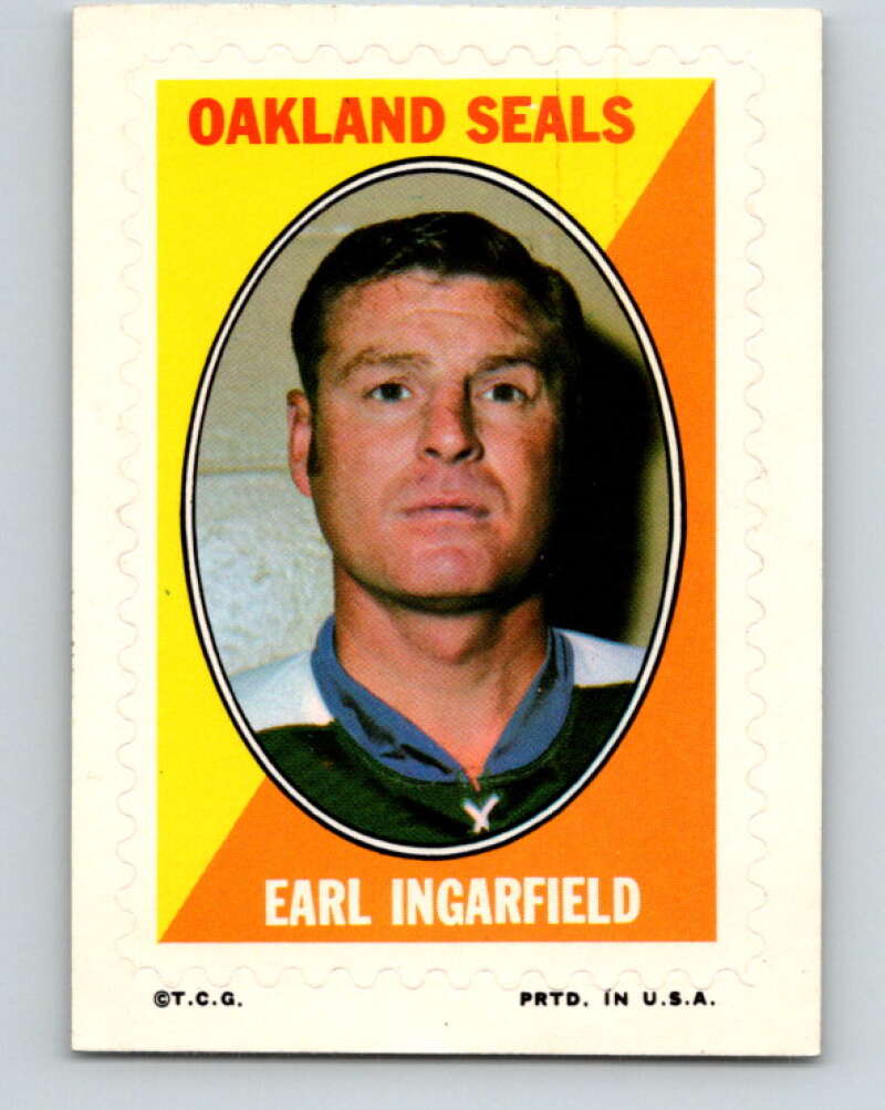 1970-71 Topps Sticker Stamps #15 Earl Ingarfield Oakland Seals V8671