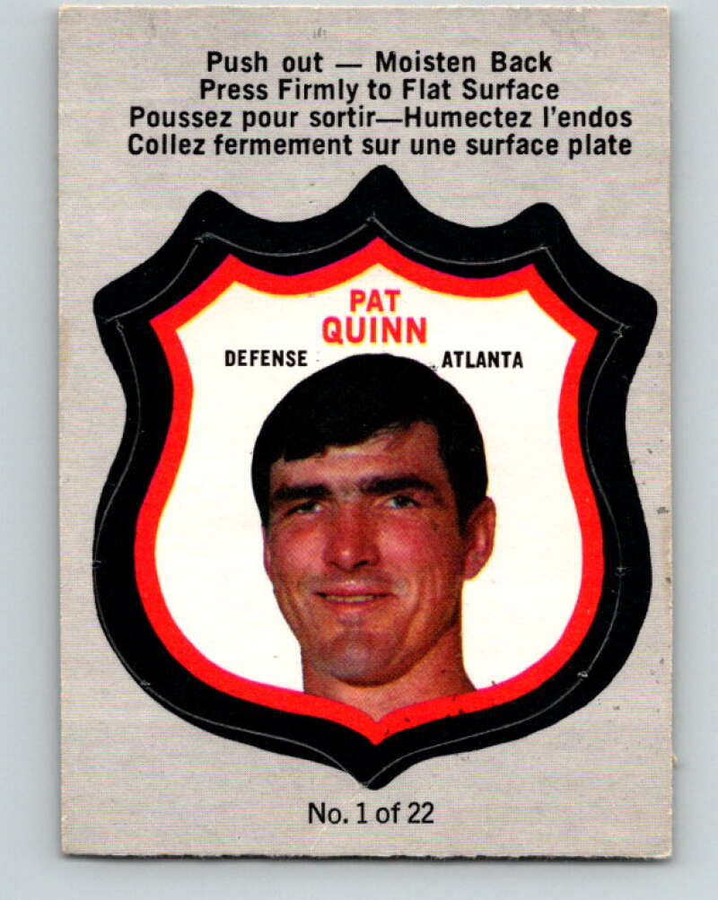 1972-73 O-Pee-Chee Player Crests #1 Pat Quinn Atlanta Flames V8692