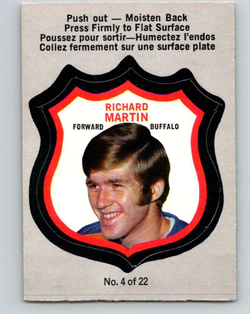 1972-73 O-Pee-Chee Player Crests #4 Rick Martin Buffalo Sabres V8696