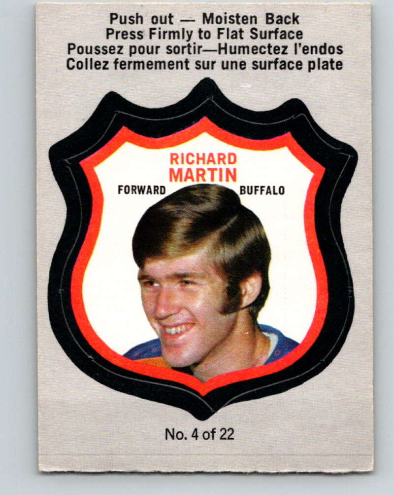 1972-73 O-Pee-Chee Player Crests #4 Rick Martin Buffalo Sabres V8698