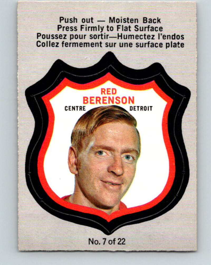 1972-73 O-Pee-Chee Player Crests #7 Red Berenson Detroit Red Wings V8703