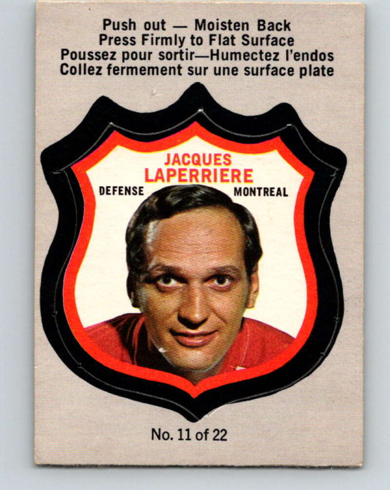 1972-73 O-Pee-Chee Player Crests #11 Jacques Laperriere Canadiens V8708