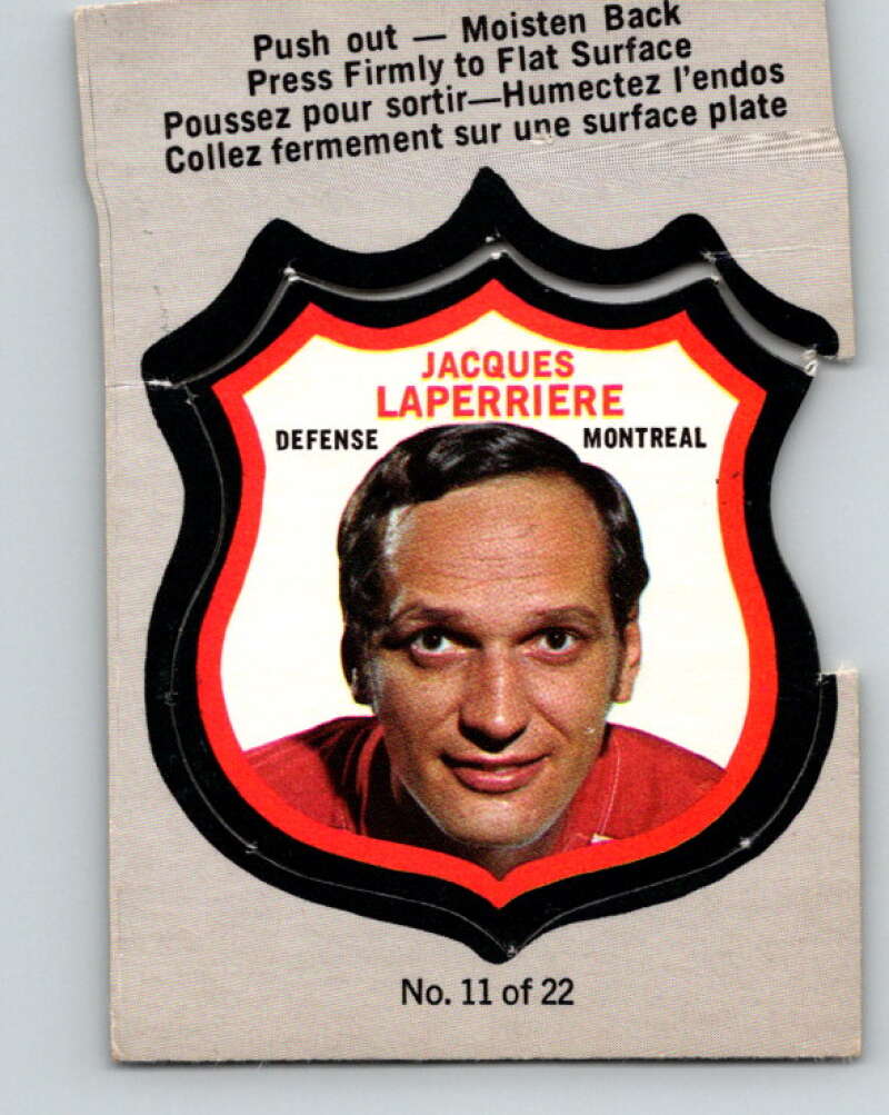 1972-73 O-Pee-Chee Player Crests #11 Jacques Laperriere Canadiens V8710