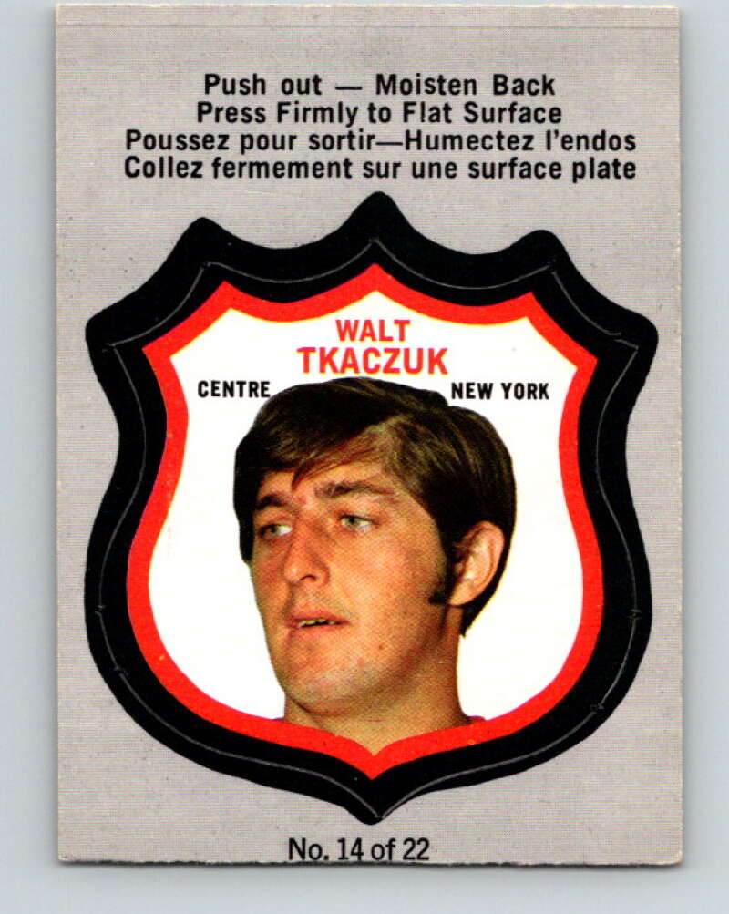 1972-73 O-Pee-Chee Player Crests #14 Walt Tkaczuk New York Rangers V8712