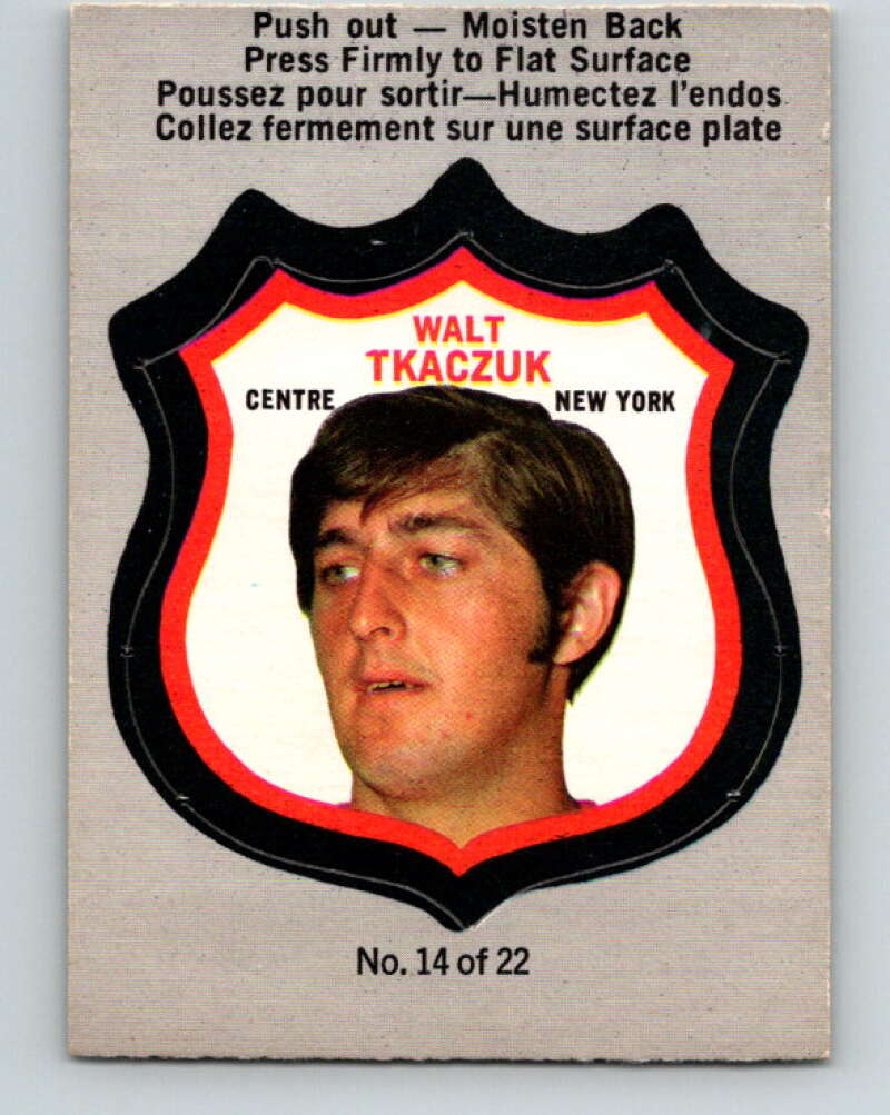 1972-73 O-Pee-Chee Player Crests #14 Walt Tkaczuk New York Rangers V8713