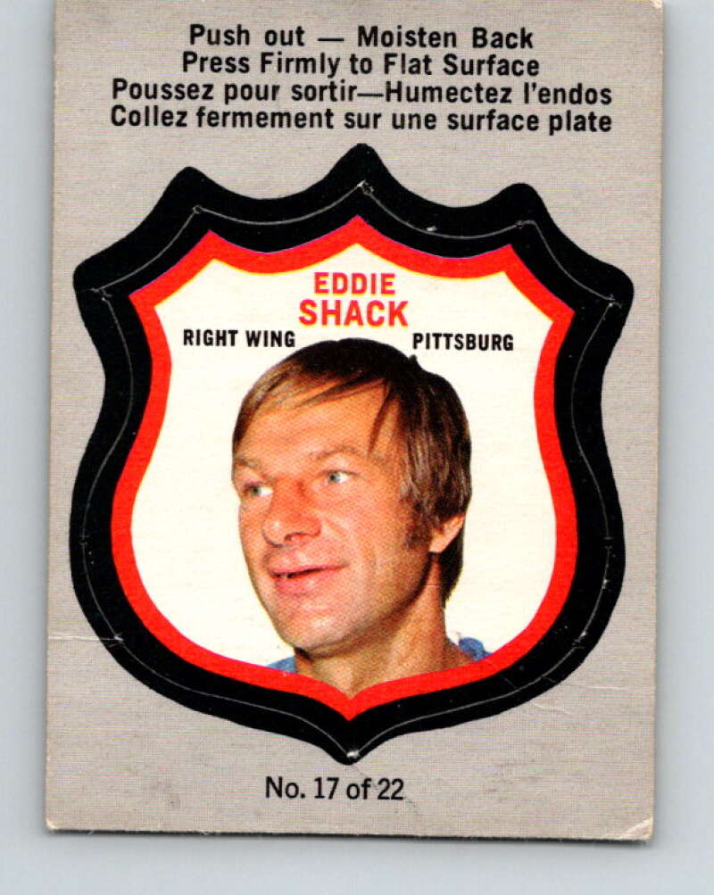 1972-73 O-Pee-Chee Player Crests #17 Eddie Shack Pittsburgh Penguins V8719