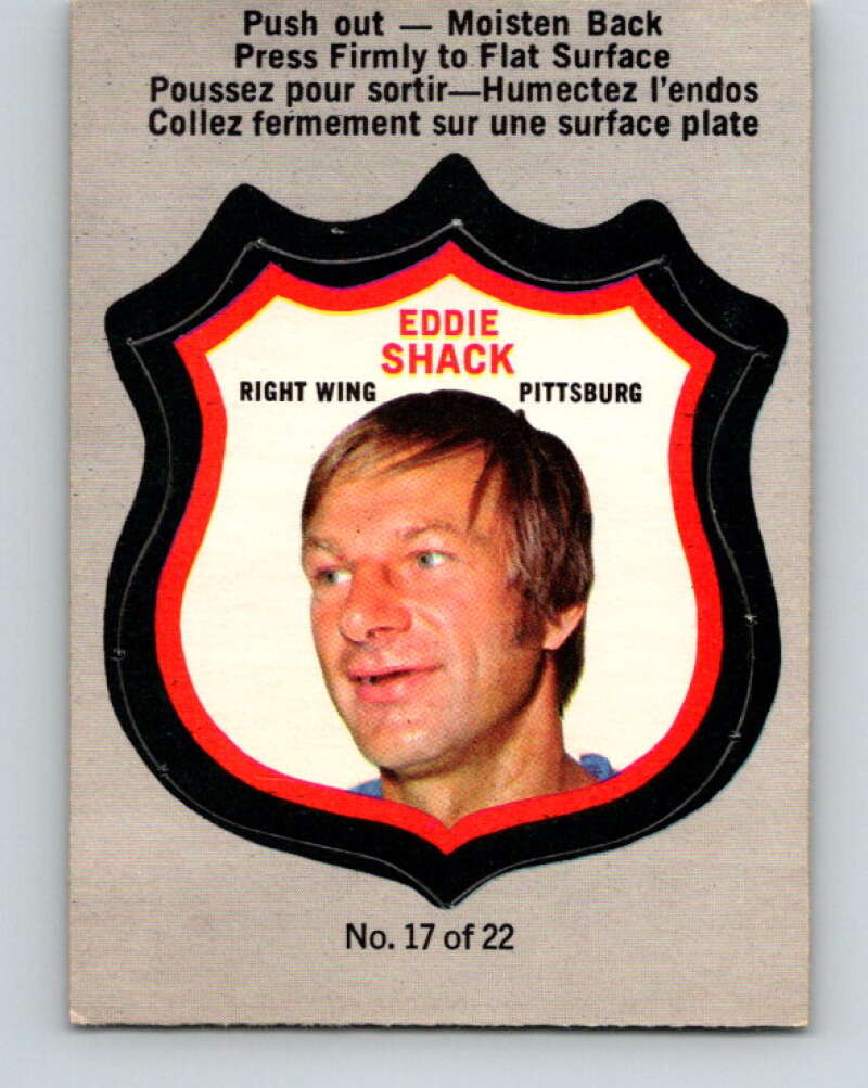 1972-73 O-Pee-Chee Player Crests #17 Eddie Shack Pittsburgh Penguins V8720