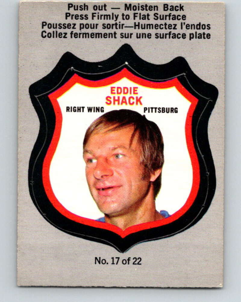 1972-73 O-Pee-Chee Player Crests #17 Eddie Shack Pittsburgh Penguins V8721