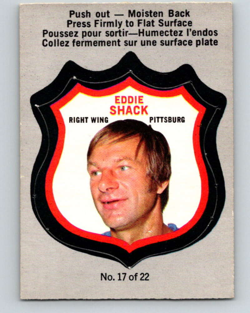 1972-73 O-Pee-Chee Player Crests #17 Eddie Shack Pittsburgh Penguins V8722