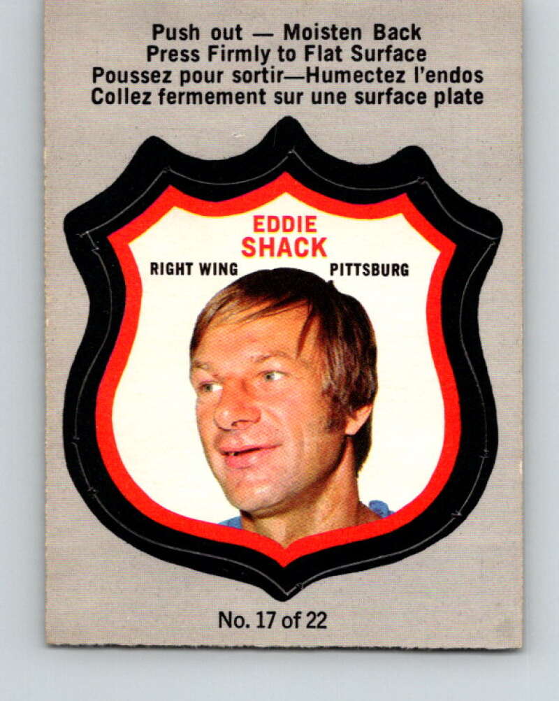 1972-73 O-Pee-Chee Player Crests #17 Eddie Shack Pittsburgh Penguins V8724