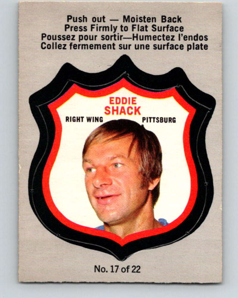 1972-73 O-Pee-Chee Player Crests #17 Eddie Shack Pittsburgh Penguins V8725