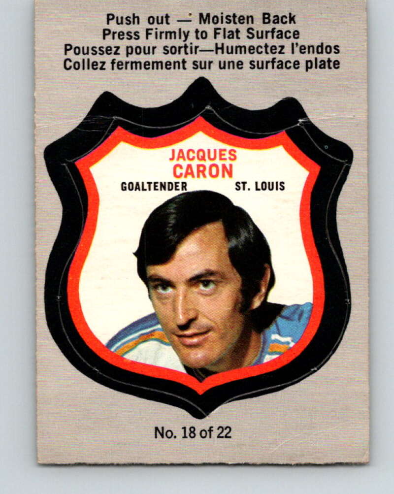 1972-73 O-Pee-Chee Player Crests #18 Jacques Caron St. Louis Blues V8727