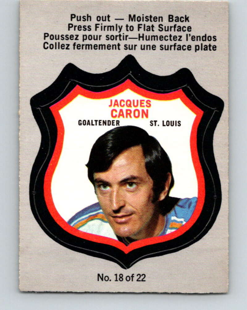 1972-73 O-Pee-Chee Player Crests #18 Jacques Caron St. Louis Blues V8728
