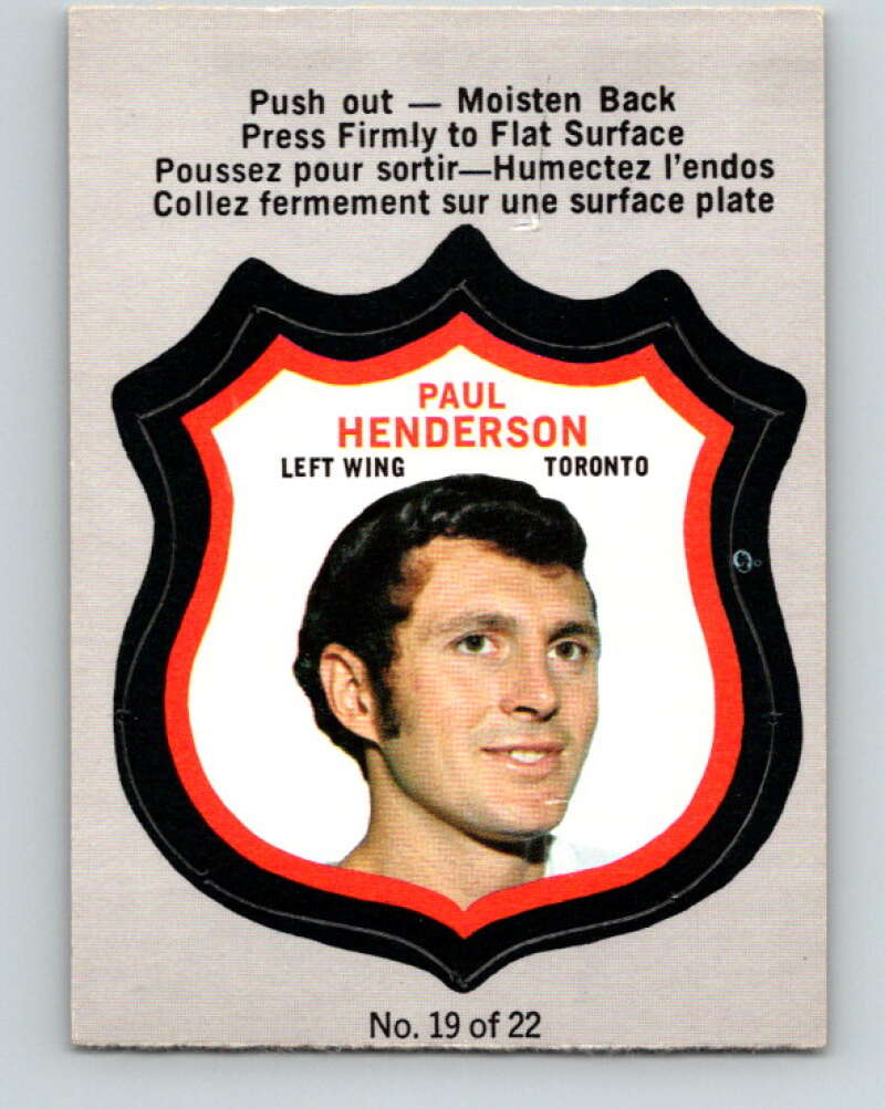 1972-73 O-Pee-Chee Player Crests #19 Paul Henderson Leafs V8729