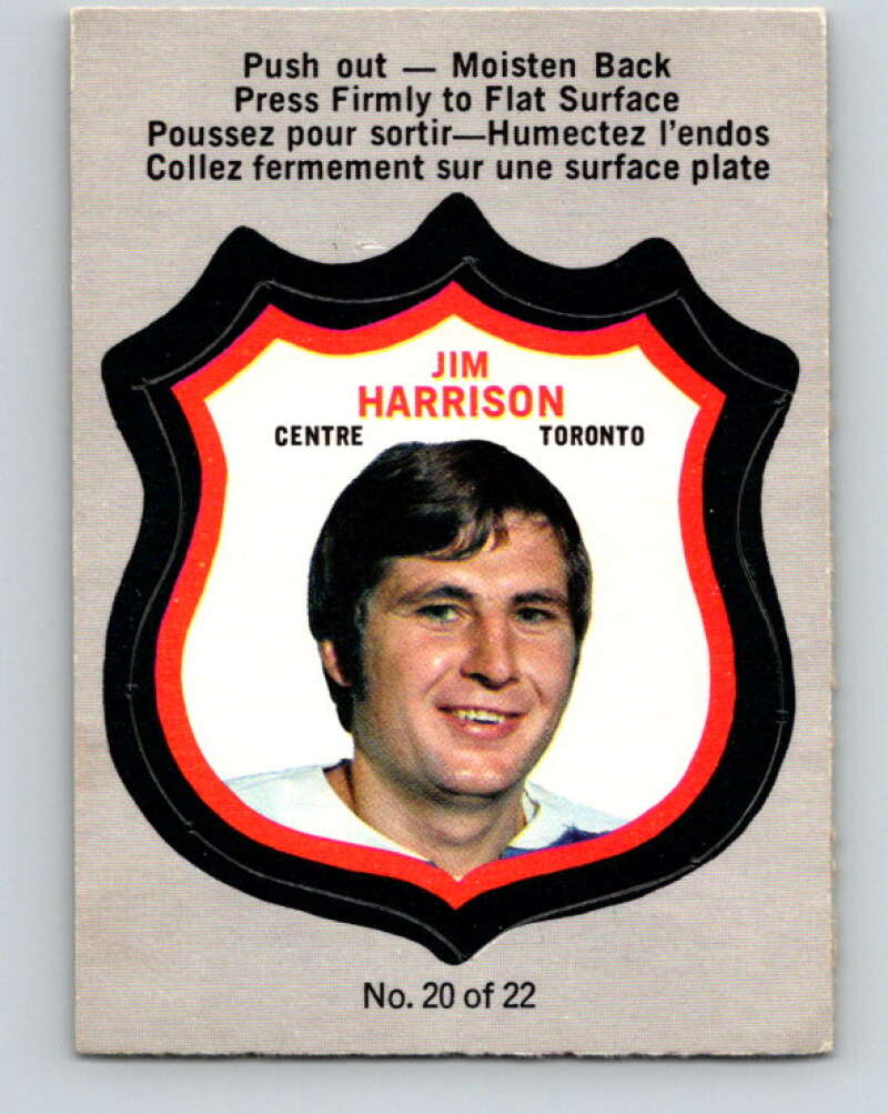 1972-73 O-Pee-Chee Player Crests #20 Jim Harrison Leafs V8732