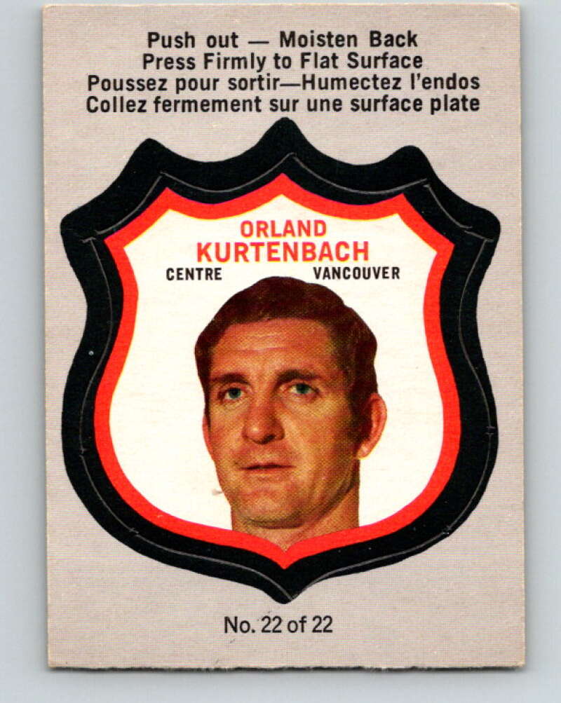 1972-73 O-Pee-Chee Player Crests #22 Orland Kurtenbach Canucks V8734
