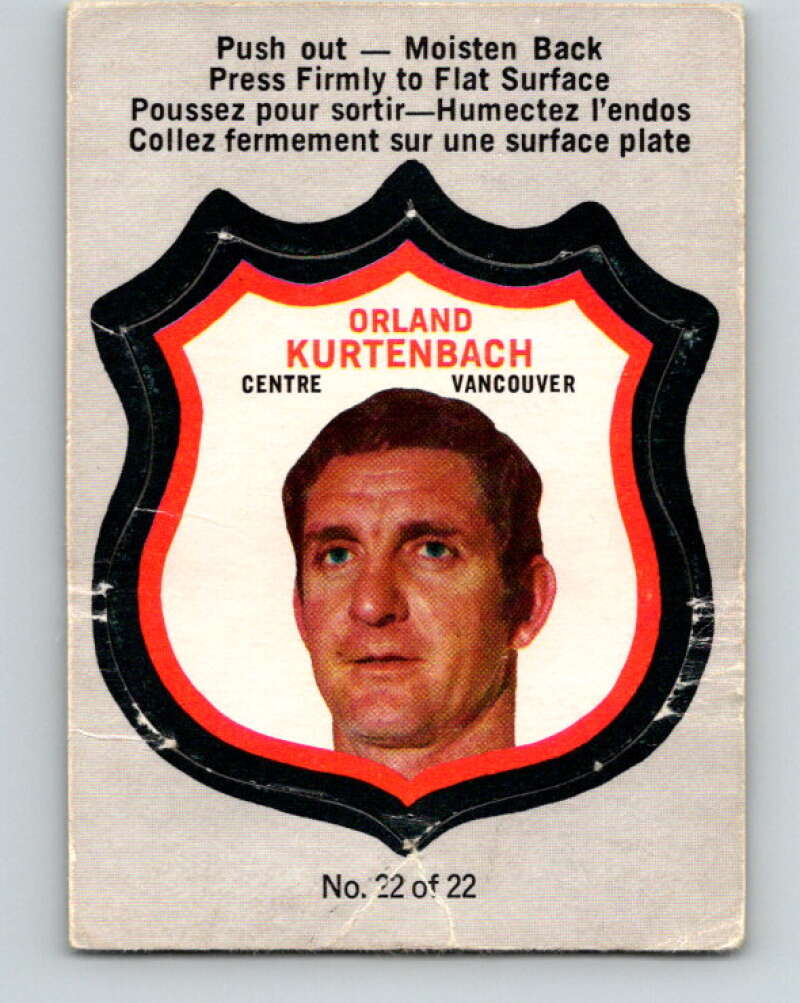 1972-73 O-Pee-Chee Player Crests #22 Orland Kurtenbach Canucks V8736